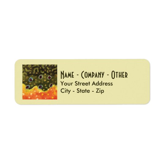 Custom Brook Trout Fly Fishing Return Address Label