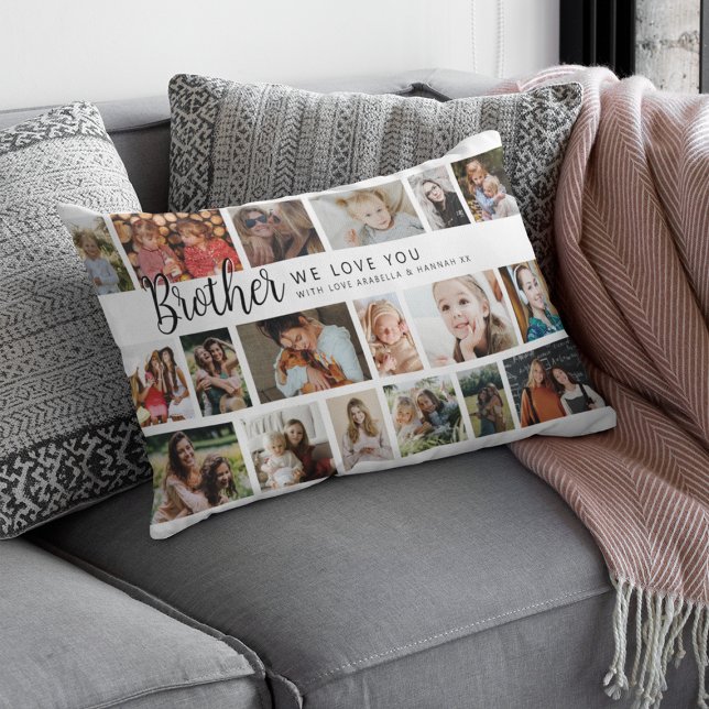 Custom Brother 18 Photo Collage Lumbar Pillow (Creator Uploaded)