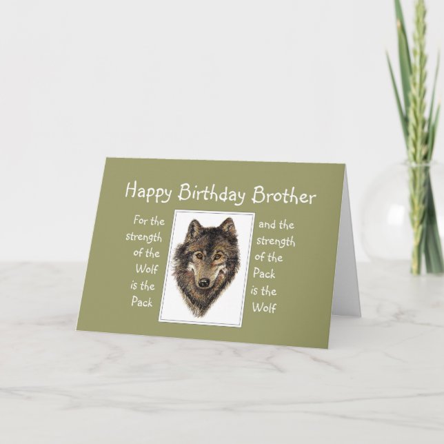 Custom Brother Birthday Wolf Pack Family Quote Card (Front)