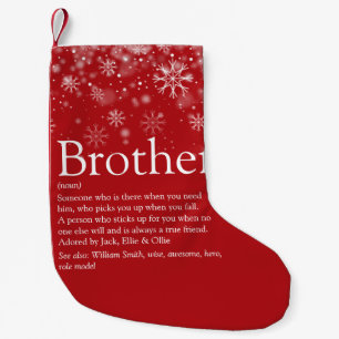 Custom Brother Definition Quote Holiday Snow Small Christmas Stocking