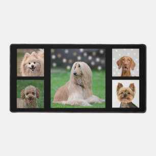 Custom Brown Beige Dog Photos on Black Desk Mat