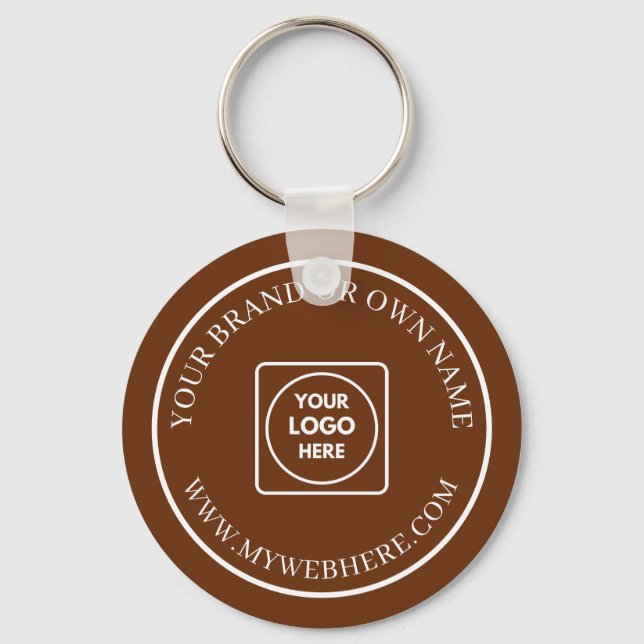 Custom Brown Business Logo Promo Keychains (Front)