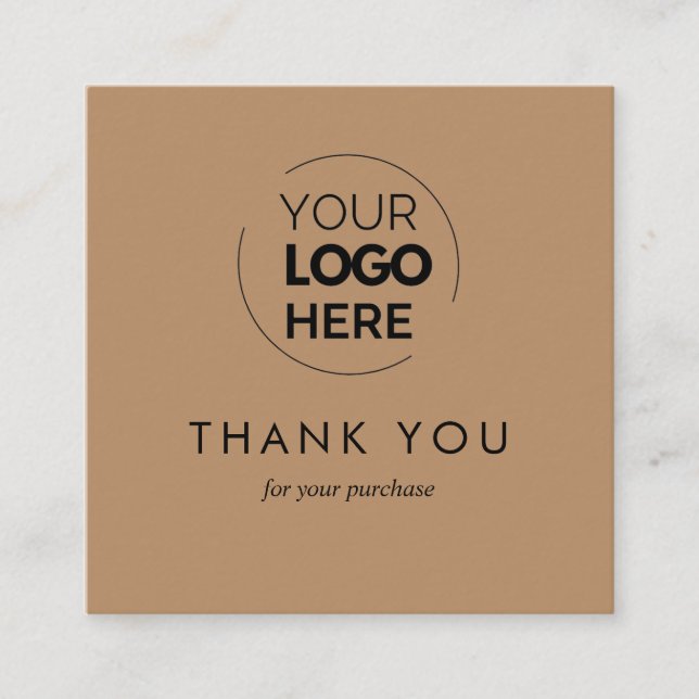 Custom Brown Business Logo QR Code Thank You Discount Card (Front)