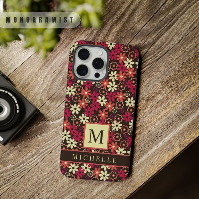 Custom Brown Floral Yellow Pink Orange Flowers iPhone Case (Custom Brown Floral Yellow Pink Orange Flowers iPhone Case)