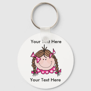 Custom Brown Hair Girl Keychain