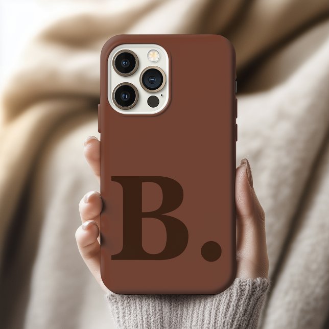 Custom Brown Monogram iPhone Case Gift for Her (Modern Initial Name iPhone Case Birthday Gift for Her, Custom iPhone Case Graduation Gift for Girls)