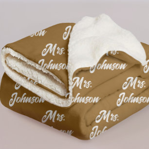Custom Brown Mr & Mrs Blanket for Newlyweds Gift