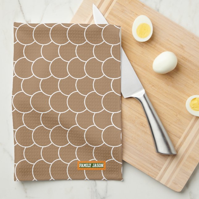 Custom brown pattern of dinosaur egg simple  kitchen towel (Quarter Fold)