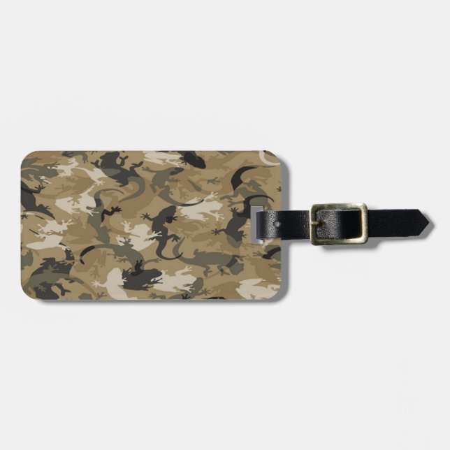 Custom Brown Reptile Camouflage Luggage Tag (Front Horizontal)