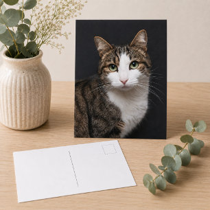 Custom Brown Tabby Cat Single Pet Photo Postcard