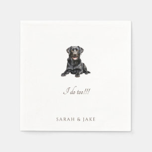 Custom Brown Text Pet Black Lab Wedding Napkins