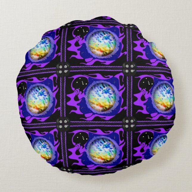 Custom Brushed Polyester Round Throw Pillow (16") (Back)