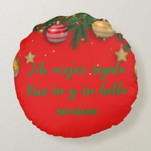 Custom Brushed Round Throw Pillow Merry Christmas