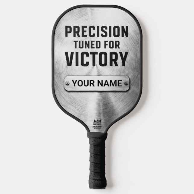 Custom Brushed Steel Precision Tech Pickleball Pad Paddle (Front)