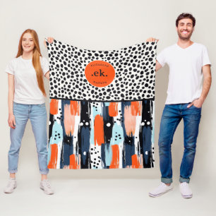 Custom Brushstroke Dalmatian Dog Abstract Pattern Fleece Blanket