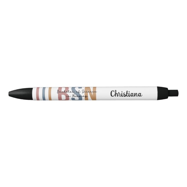 Custom BSN Bachelor of Science in Nursing Black Ink Pen (Front)