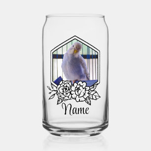 Custom Budgie Personalized Pet Photo & Name Can Glass