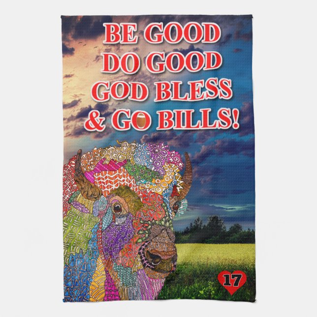 Custom Buffalo American Bison Kitchen Towel (Vertical)