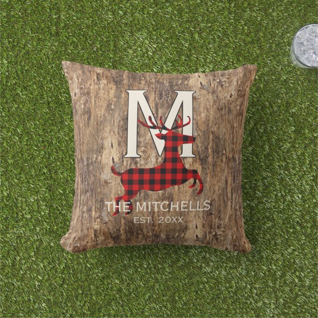 Custom Buffalo Lumberjack Plaid Checks Pattern Outdoor Pillow (Grass)