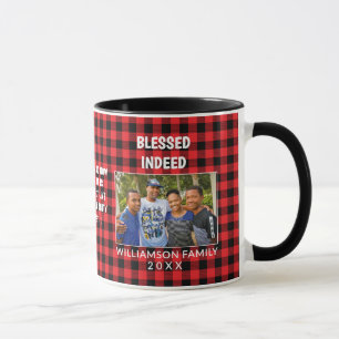 Custom Buffalo Plaid Family Christian Christmas  Mug