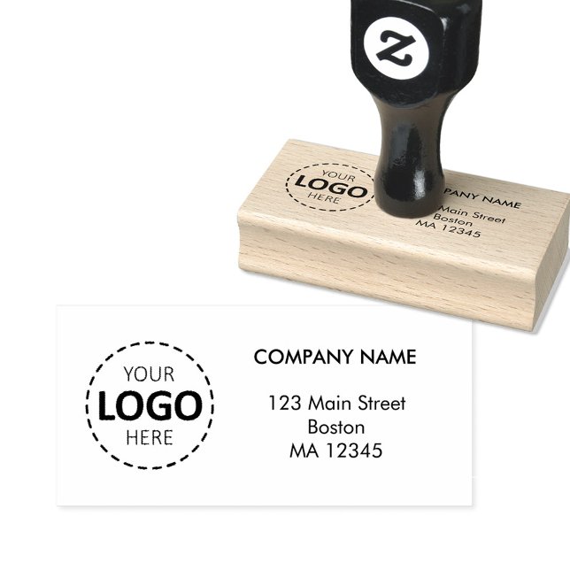 Custom Buisness Logo & Address Wooden Rubber Stamp (Creator Uploaded)