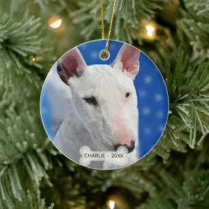 Custom Bull Terrier Dog Photo Ceramic Ornament