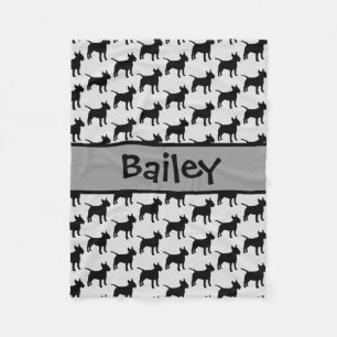 Custom Bull Terrier Dog Silhouette Fleece Blanket