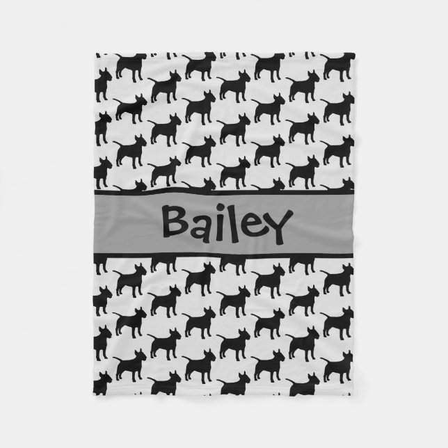 Custom Bull Terrier Dog Silhouette Fleece Blanket (Front)
