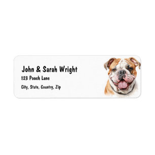 Custom Bulldog  Dog Address Label