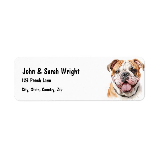 Custom Bulldog  Dog Address Label (Front)