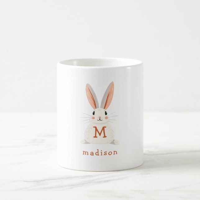 Custom Bunny Monogram Name Gift Coffee Mug (Center)