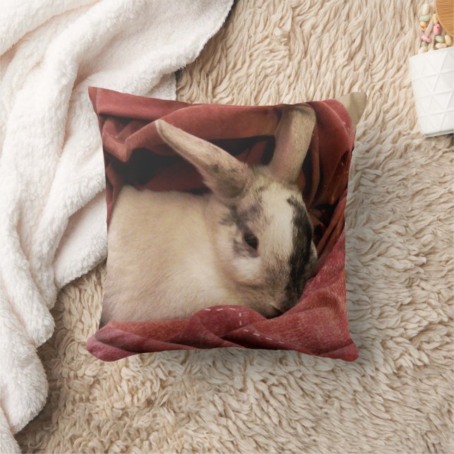 Custom Bunny Photo Keepsake Throw Pillow (Blanket)