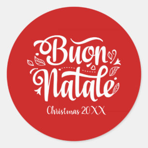 Custom Buon Natale Italian Merry Christmas Classic Round Sticker