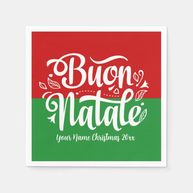 Custom Buon Natale Italian Merry Christmas Napkin (Front)