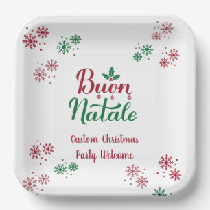 Custom Buon Natale Italian Merry Christmas Paper Plate