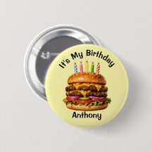Custom Burger Birthday Button