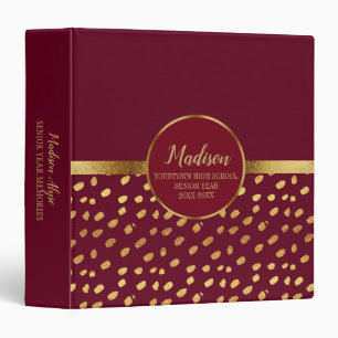Custom Burgundy and Gold High School Memories Binder