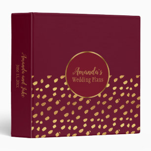 Custom Burgundy and Gold Wedding Plans Binder