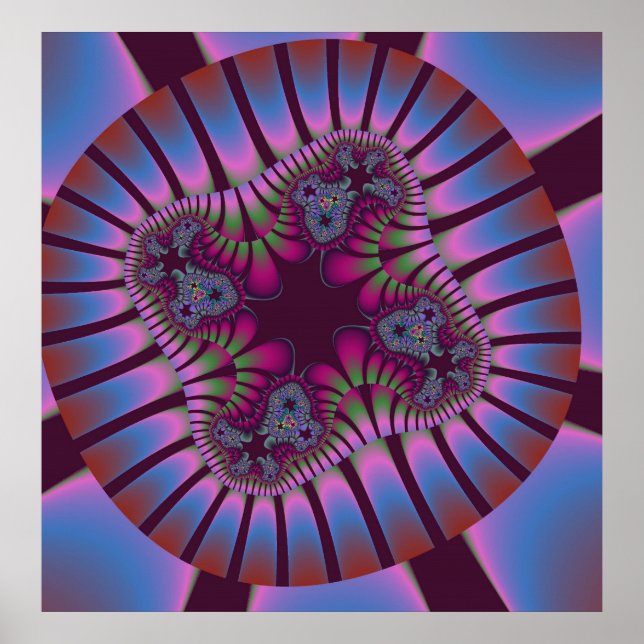 Custom Burgundy Blue Flower Poster (Front)