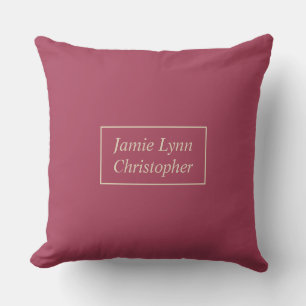 Custom Burgundy Couples Names Throw Pillow