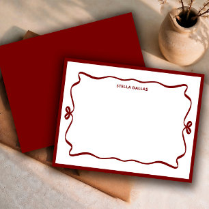 Custom Burgundy Doodle Frame Minimal Personalized Card