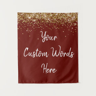 Custom Burgundy & Gold Birthday Party Photo Booth Tapestry