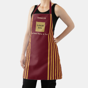Custom Burgundy & Gold Stripe Apron