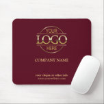 Custom Burgundy Promotional Company Business Logo Mouse Pad<br><div class="desc">Elegant Modern Custom Burgundy Red and Gold Promotional Company Business Logo Mouse Pad . Perfect for corporate marketing and small business branding, this minimalist design offers a sleek look that enhances your brand. Personalize it with your text and logo for effective promotional advertising. Ideal for professionals who want to keep...</div>
