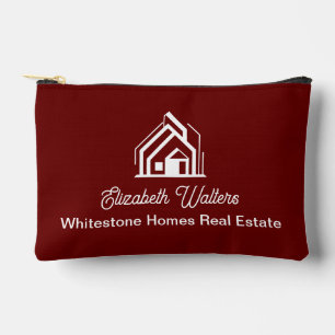 Custom Burgundy Real Estate Company Realtor Accessory Pouch