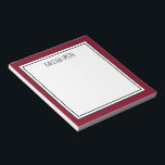 Custom Burgundy Red White Editable Colour Notepad<br><div class="desc">Burgundy / deep red (background colour can be edited) personalized notepad with your name or any text you choose at the top.</div>