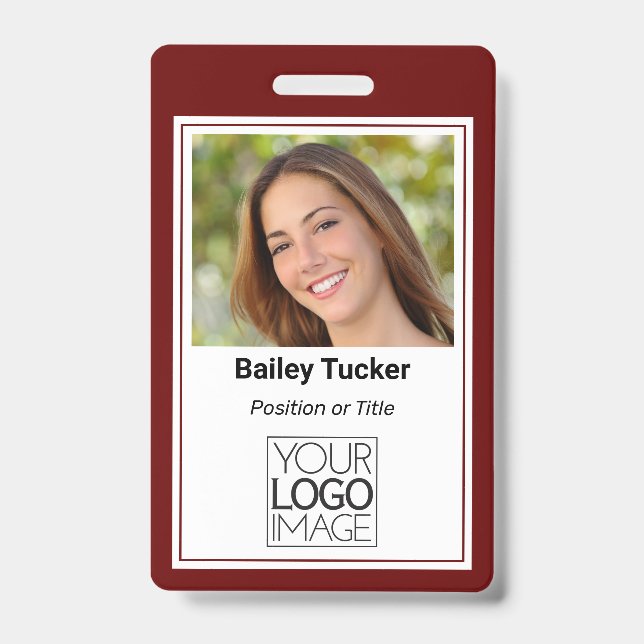 Custom Burgundy Simple Colour Professional Name Badge (Front)