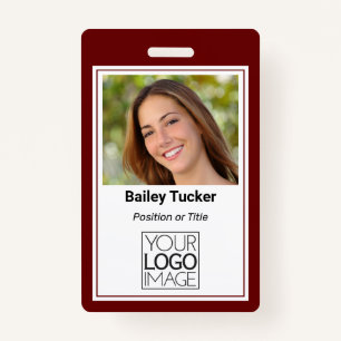 Custom Burgundy Simple Colour Professional Name Badge