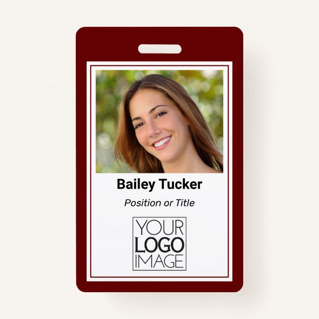 Custom Burgundy Simple Colour Professional Name Badge (Front)