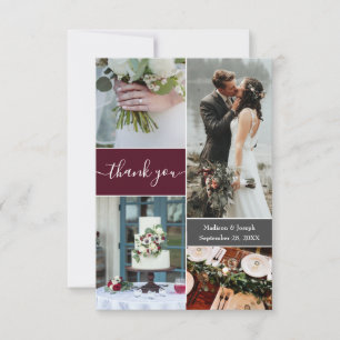 Custom Burgundy wedding Photo Collage thank You